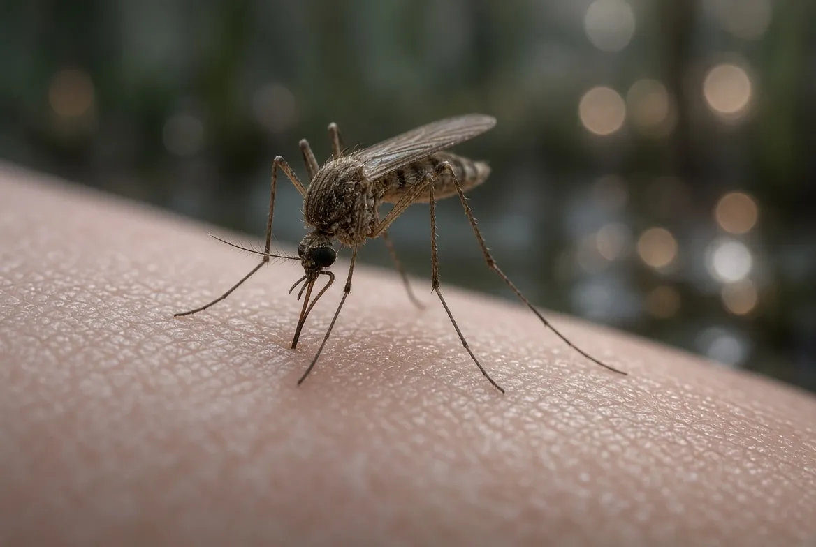 Mosquito feeding on a person’s arm
